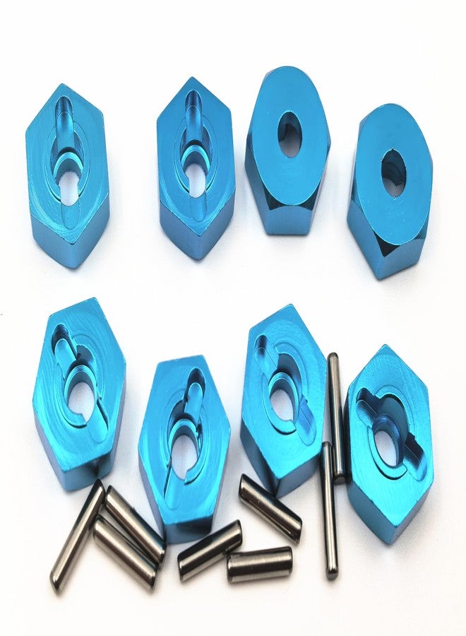 UURCSKY 8pcs/Set Aluminum 12mm Wheel Hex Hubs Drive Adapter 5mm Thickness with 2x10mm pins for Redcat Axial HSP WLtoys Himoto Truck Model Car Upgrade Parts(Blue) - Image 1